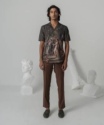 Turkish coffee canvas art printed work italian crepe shirt 1