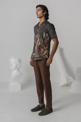 Turkish coffee canvas art printed work italian crepe shirt