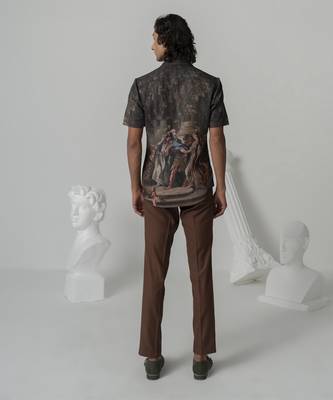 Turkish coffee canvas art printed work italian crepe shirt 3