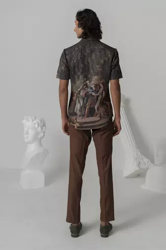 Turkish coffee canvas art printed work italian crepe shirt