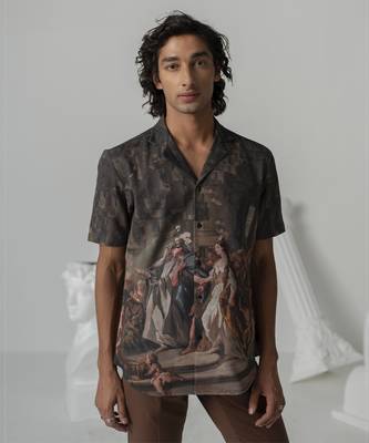 Turkish coffee canvas art printed work italian crepe shirt 4