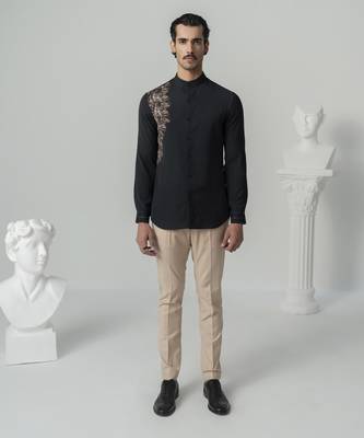 Black phoenix blaze printed work twill shirt 1