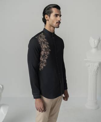 Black phoenix blaze printed work twill shirt 4