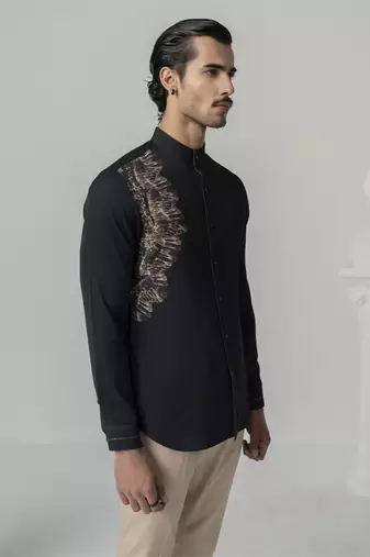 Black phoenix blaze printed work twill shirt