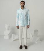 Aqua serene splash printed work italian crepe shirt