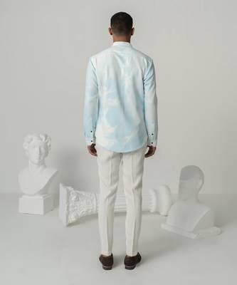 Aqua serene splash printed work italian crepe shirt 3
