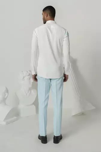 Bright white serene ray printed work japanese polyester shirt