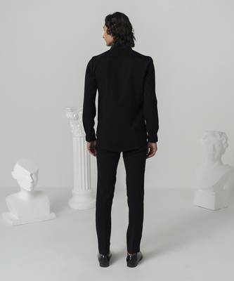 Midnight blue midnight arora plain work italian crepe shirt 3