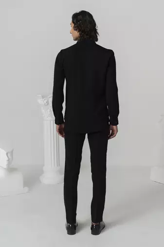 Midnight blue midnight arora plain work italian crepe shirt