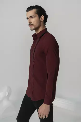 Wine wine whispers plain work japanese polyester shirt