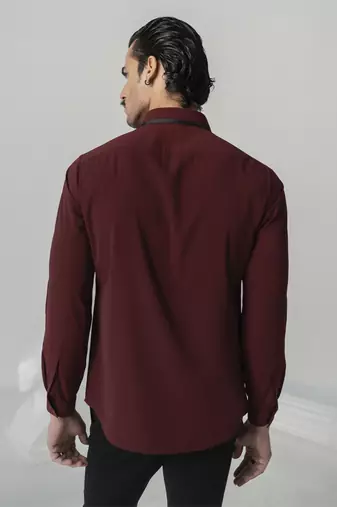 Wine wine whispers plain work japanese polyester shirt