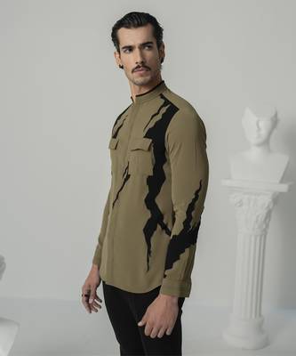 Khakee thunder flow printed work japanese polyester shirt 3