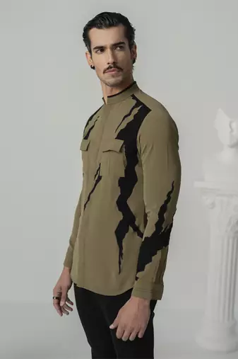 Khakee thunder flow printed work japanese polyester shirt