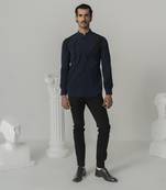 Midnight blue midnight thunder plain work japanese polyester shirt