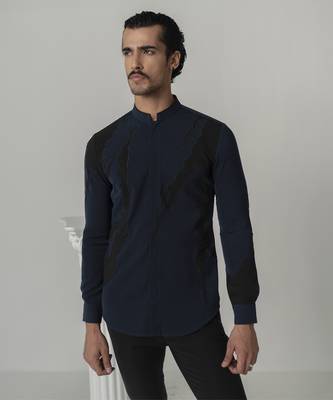 Midnight blue midnight thunder plain work japanese polyester shirt 4