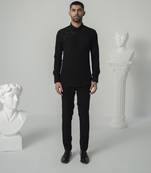Black lumen strike plain work italian crepe shirt