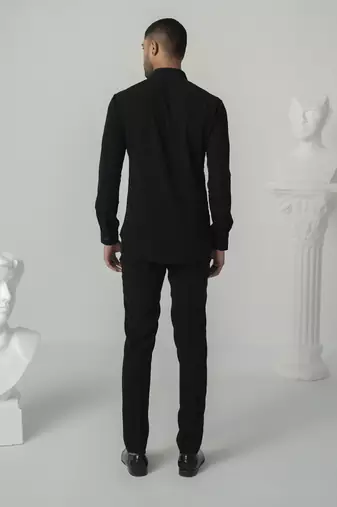 Black lumen strike plain work italian crepe shirt
