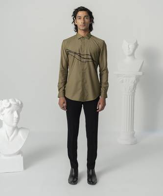 Khakee ethereal stream printed work italian crepe shirt 1