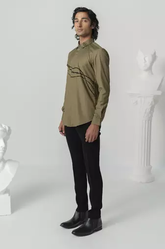 Khakee ethereal stream printed work italian crepe shirt