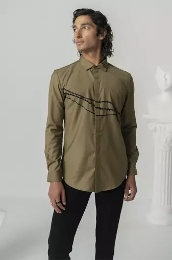 Khakee ethereal stream printed work italian crepe shirt