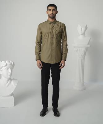 Khakee eclipse lines printed work japanese polyester shirt 1