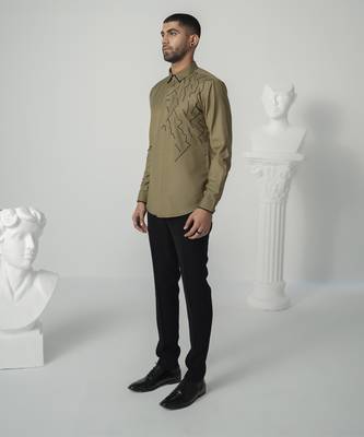 Khakee eclipse lines printed work japanese polyester shirt 2