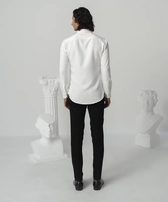 Bright white shadow ray printed work japanese polyester shirt 4