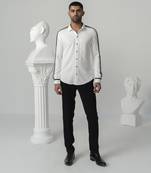 Bright white black burst printed work shirt