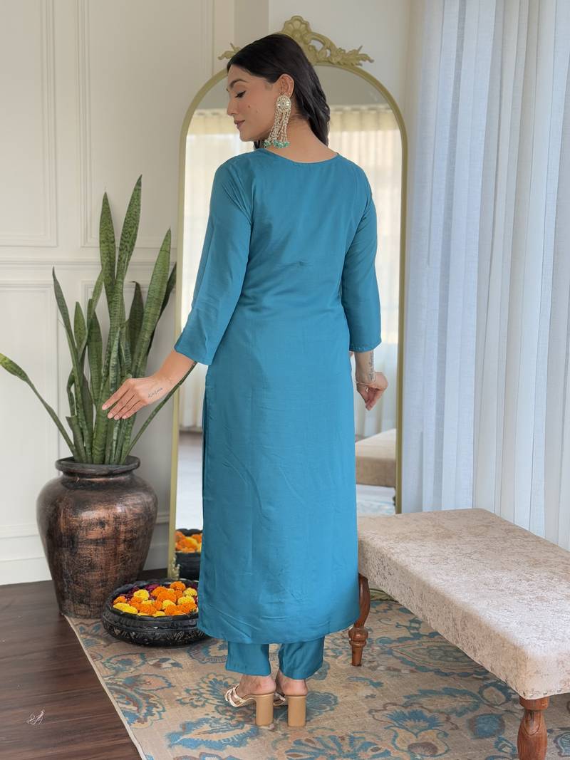 Women Embroidered Viscose Kurta Pant and Dupatta set