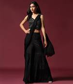 Black antique sharara saree