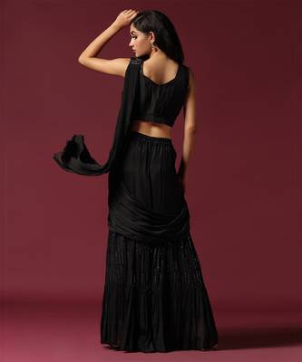 Black antique sharara saree 3