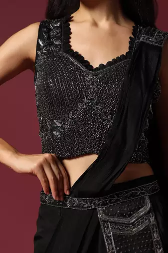 Black antique sharara saree