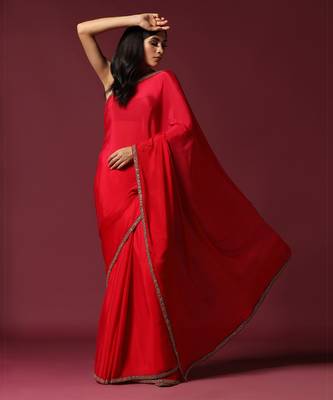 The gold embroidered eternal red saree 2