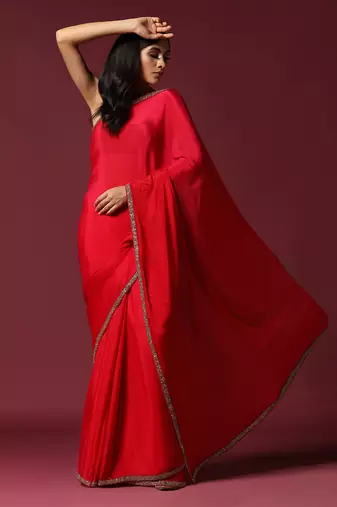 The gold embroidered eternal red saree