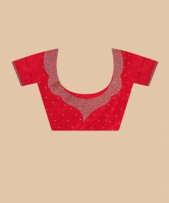 The gold embroidered eternal red saree 4