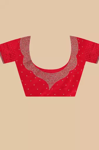 The gold embroidered eternal red saree
