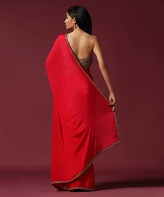 The gold embroidered eternal red saree 5