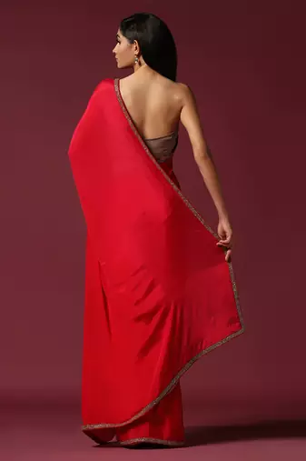 The gold embroidered eternal red saree