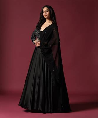 Black gown embellished with pearl and cutbeads 4