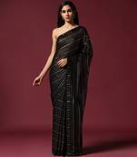Black georgette sequins saree