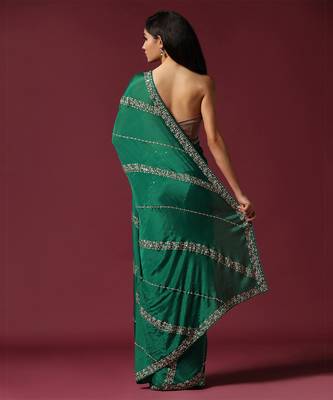 Green embroidered & embellished saree 5