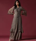 Grey hand embroidered jacket & lehenga set