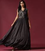 Dark grey embroidered gown