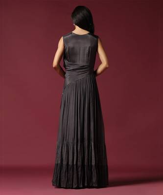 Dark grey embroidered gown 5
