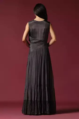 Dark grey embroidered gown