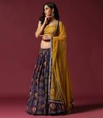 Mustard And Purple Printed Lehenga Set