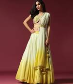 Shaded Yellow Embroidered Ombre Lehenga Set