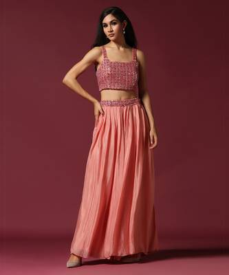 Pink embroidered cape & lehenga set 4