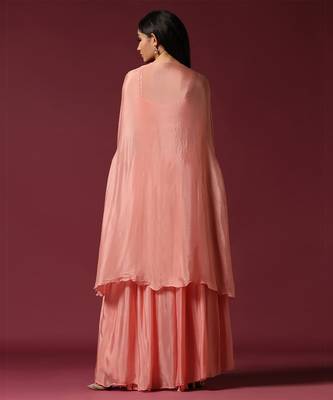 Pink embroidered cape & lehenga set 5