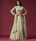 Mint Hand Embroidered Lehenga Set
